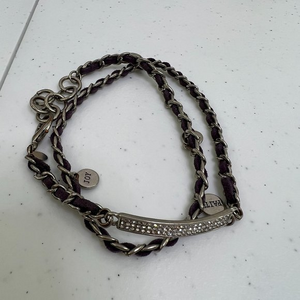 Premier Designs Wrap Bracelet Leather Chain Silver Tone Rhinestone Faith Joy  Us